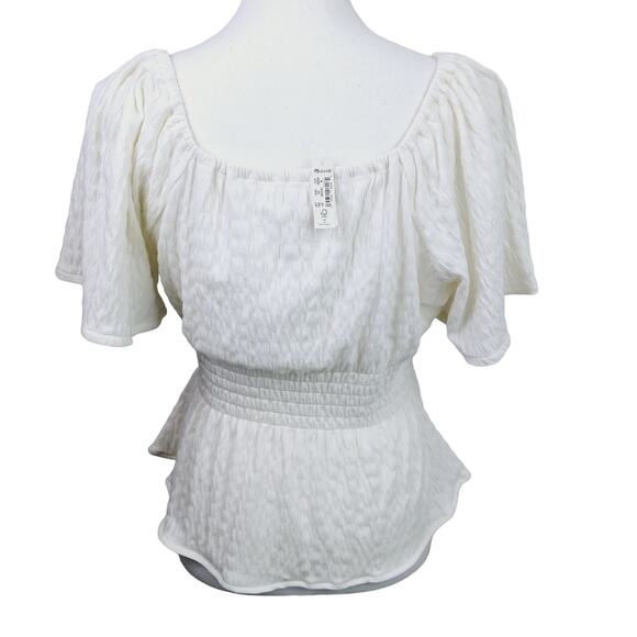 Madewell SZ M Crinkle-Knit Square-Neck Smocked Top NWT $65.00 - Picture 4 of 6